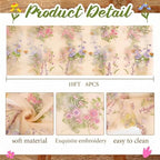 Champagne Floral Table Runner 10ft Embroidery Tulle Spring Wildflower Gauze Table Runner Seasonal Summer Butterfly Kitchen Dining Decoration for Wedding Baby Shower Birthday Party (6 Pcs) - Image 3