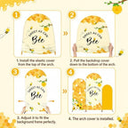 3Pcs Honey Bee Arch Backdrop Covers 4ft 5ft 6ft Bees Flower Honeycomb Arch Stand Covers Honey Bee Birthday Party Decoration Photo Background for Bees Birthday Baby Shower Wedding Party Supplies - Image 4