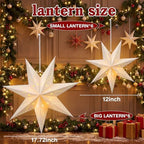 Youyole 12 Set Christmas Paper Star Lantern with Lights, 7 Pointed - Image 3