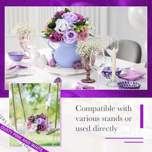 Hotop 12 Pcs Silk Rose Flower Balls,Fantasy Violet - Image 3