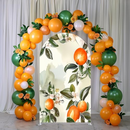 Blush Pink Floral Arch Covers Stretchy Backdrop Citrus Lemon A Little Cutie is on The Way Arch Background Baby Shower Party Decoration (7.2x4ft(220x120cm),GX-2894) - Image 3