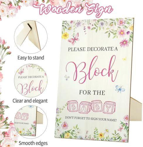 140 Pcs Baby Shower Blocks to Decorate Game Kit Includes Wooden Blocks Markers Game Sign Storage Box for Baby Shower Gender Reveal Activity Party Decorations - Image 3