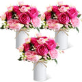 3 Sets Artificial Peonies Flower Peony Bouquet with Galvanized Metal Pot Silk Fake Peonies Faux Flower Arrangements for Wedding Table Centerpiece Party Home Room (Mixed Pink) by Solsew
