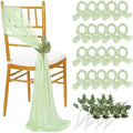 QueenDream Sage Green Chair Sashes: 16 Packs Wedding Aisle Decorations 8ft Long Draping Fabric Sheer Church Chair Cover Bulk for Party Banquet by QueenDream