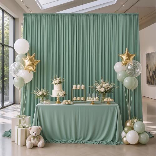 20×10 Sage Green Curtains for Wedding Party Backdrop Decor-4 Panels 5×10ft - Image 6