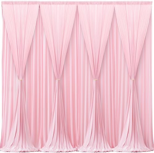 Pink Backdrop Curtains-Wrinkle-Free Polyester Photography Drapes Party Curtain Background for Baby Shower Wedding Decorations- 32 X10FT (Pink) - Image 2