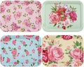 4 Pieces Flowers Serving Trays Melamine Platters by Tiangrid