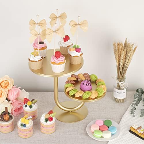 2-Tier Modern Cake Stand, Metal Cupcake Stand Dessert Trays of 10/8 Inch, Various Uses for Wedding, Graduation Party, Baby Shower, Home Decor, Throw Events and Parties(Gold) - Image 4