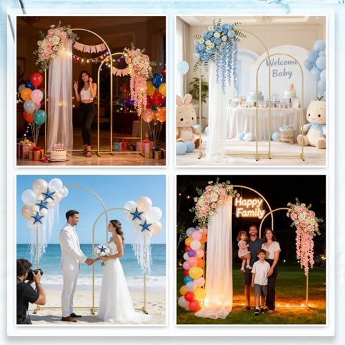 Metal Arch Backdrop Stand 7.2FT+6FT: Wedding Arch Frame for Ceremony Balloon Arch Stand for Birthday Anniversary Wedding Party Baby Shower - Image 6