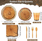 Kochorie 350 PCS Camping Wood Grain Slice Tableware Set Rustic Camping Plates Napkins Cups Cutlery Hunting Birthday Party Decorations Lumberjack Dinner Camping Party Decorations Serve 50 Guests - Image 2