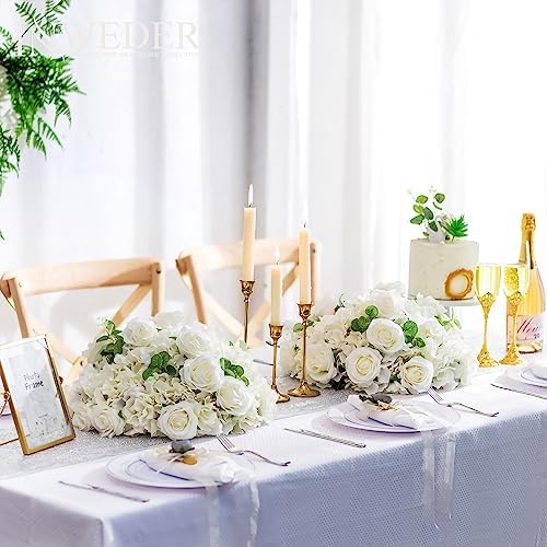 White Flowers Balls for Centerpieces: 15.7in Diam, Set of 2 - Image 3