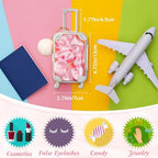 LemonRoad 60 Pcs Mini Empty Suitcase Box with Plush Keychain, Pink - Image 2