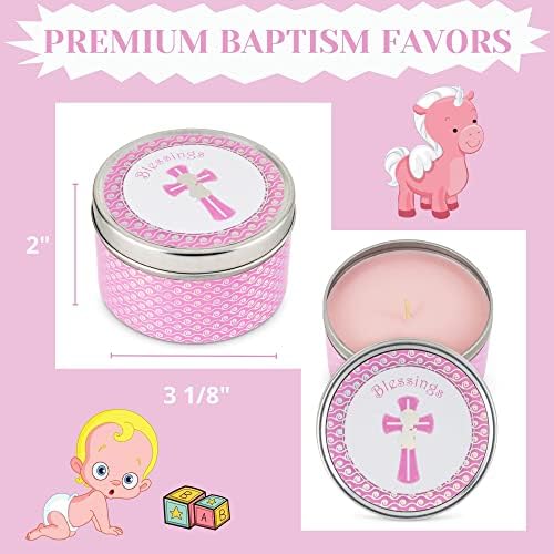 Premium Baptism Favors for Girls | Unique Christening Favors with Soy Wax Candle | First Communion Favors | Christian Party Favors Gift Set for Guests | 6-Pack Blessings Candle Set - Image 2