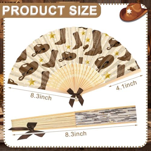 Roowest 36 Pcs Western Folding Hand Fans Bulk, Cowboy Cowgirl Party Favors - Image 3