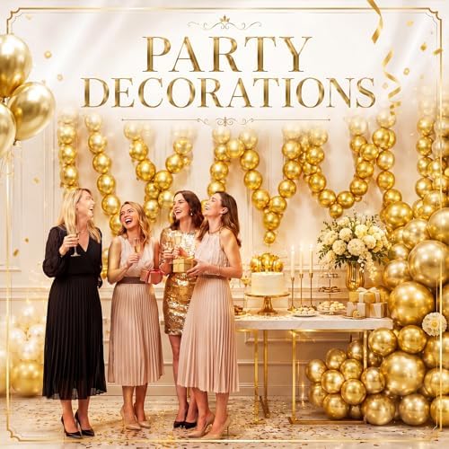 Gejoy 200 Pcs Link Balloons Latex Party Decor,Metallic Gold,10 Inch - Image 5