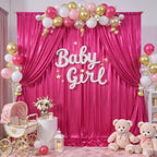 10x10ft Hot Pink Backdrop Curtains Wedding Party Glitter Sequin Curtain Backdrop Fabric Shimmer Drapes Backdrop Bridal Baby Shower Birthday Christmas Photoshoot Background Photography 5x10FT，2 Panels - Image 2
