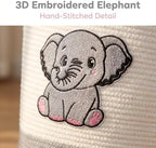 Elephant Laundry Basket, Large Cotton Rope Hamper for Nursery - Image 2