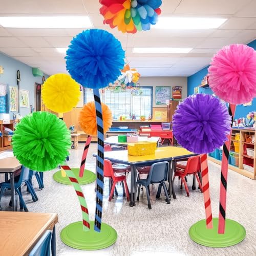 Tinlade 6 Pcs 14 Inch Classroom Party Decoration Pom Pom Supplies,Colorful - Image 3
