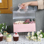Honeydak 10 Pcs Cake Flower Clear Gift Boxes with Handle 4 in, Pink, Bow - Image 4