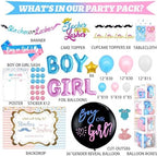Hombae Staches or Lashes Gender Reveal Decorations, 169 PCs Boy or Girl Gender Reveal Decorations Backdrop Balloon Garland Banner Tablecloth Cake Cupcake Topper Box Cutout Poster Sash Pink Blue - Image 2