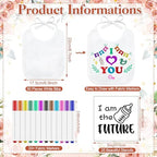 Panitay 100 Pcs DIY Baby Bibs Decorating Kit 50 White Bibs 25 Stencils 24 Markers 1 Baby Shower Game Sign - Image 2