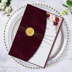 ponatia Burgundy Velvet 5x7 Wedding Invitation Envelopes Sleeves by ponatia