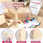 80 Wedding Guest Book Alternative tumbling tower Wooden Block, Wildflower - Image 5