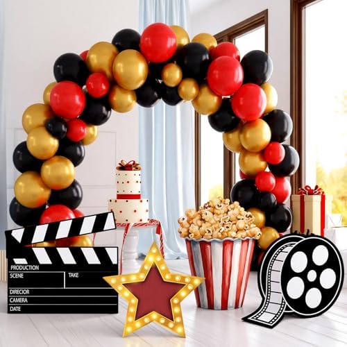 4 Pcs Movie Night Party Decoration Starry Cardboard Cutouts Film Popcorn Clapperboard Cardboard Cutout Lifesize Stand-ups Wedding Birthday Photo Props Backdrop Decor - Image 5