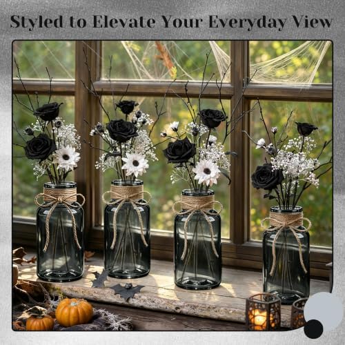 Mason Jar Glass Vases 6 Pack, Black Flower Vase for Centerpieces - Image 6