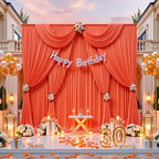 30ft x 10ft Orange Backdrop Drapes for Wedding Parties, 6 Panels Wrinkle-Free Polyester Fabric Background Curtains for Reception, Birthday, Baby Shower Decorations by Gogoparti