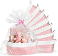 8 Pack Small Woven Baskets with Gift Bags & Ribbons & Cards, Cotton Rope Durable Storage with Handles 12"x8"x5" Empty Gift Baskets for Mother's Day, Baby Showers, Birthdays & Raffle (Pink) by Succwoah