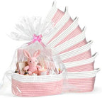 8 Pack Small Woven Baskets with Gift Bags & Ribbons & Cards, Cotton Rope Durable Storage with Handles 12"x8"x5" Empty Gift Baskets for Mother's Day, Baby Showers, Birthdays & Raffle (Pink) by Succwoah
