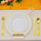 400PCS Gold Plastic Silverware, Gold Disposable Utensils, Heavy Duty Cutlery Set Includes 200 Forks,100 Knives,100 Spoons, Flatware for Party Wedding - Image 5
