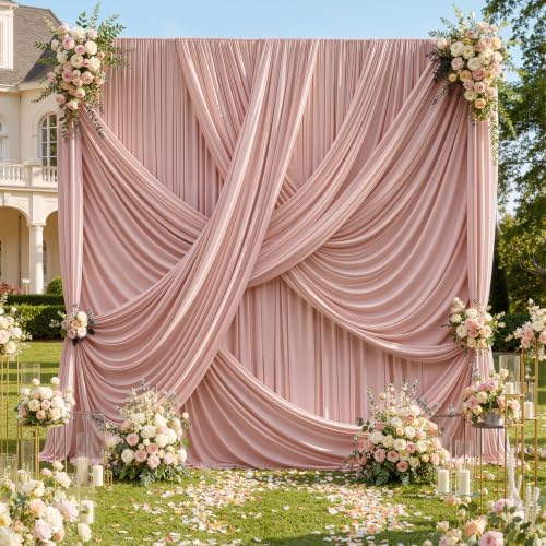 10x12 ft Dusty Pink Backdrop Curtains for Weddings, Birthdays and Photos - Image 2