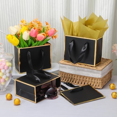 EQOREIIN 50 Pcs Metallic Paper Small Gift Bags with Handles & Tissue Paper - Image 5