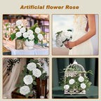 100 PCS White Artificial Flowers Realistic Roses - Real Looking Fake Roses with Bentable Stem for DIY Wedding Bouquets Centerpieces Bridal Shower Party Home Romantic Decorations (White) - Image 3