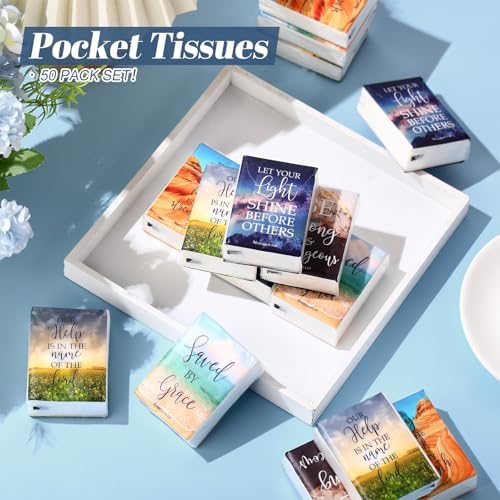 Outus 50 Pack Christian Pocket Tissues with Inspirational Words Individual - Image 6