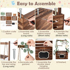 Wooden Baby Shower Crate Closet with Handle and Garland, Large Capacity Baby Baskets for Baby Shower, Easy Assembly Baby Shower Basket for Welcome Newborn Parents Party (Dark Walnut) - Image 3