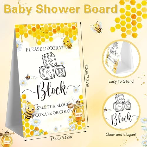 Marsui 136 Pcs Baby Shower Blocks to Decorate Game Kit, Bee - Image 2