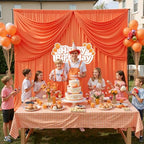 50 ft x 10 ft Wrinkle Free Orange Backdrop Curtain for Parties, 10 Panels 10ft Polyester Orange Photo Backdrop Drapes for Graduation Birthday Wedding Party Stage Curtains - Image 3