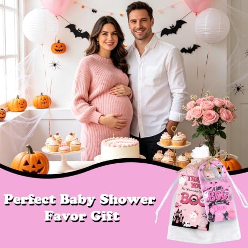 24 Sets Halloween Bottle Openers Baby Shower Party Favors, Pink Black Bottle Opener Keychain Set with Thank You Tags Organza Bags for A Little Boo Is Almost Due Party Guest Gifts Decor - Image 2