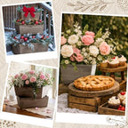 Dandat 8 Set 8 Inch Wooden Flower Box Rustic Table Centerpieces,Brown - Image 6