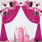 Hot Pink Sequin Backdrop Curtain Panels Stage 2 Pcs 5FTx10FT Wedding Party Background Drapes - Image 6