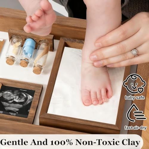 Baby Keepsake Box, Clay Baby Hand and Footprint Kit, Baby Picture Frame - Image 3