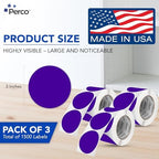 Perco Purple Perforated Round Circle Dot Sticker 3-Inch Labels — 3 Rolls, 1,500 Stickers - Creative Branding, Category Labels & Themed Packaging - Made in USA - Image 2