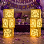 6 Sets Princess Sun Decoration Boxes with Stickers with Light, Large 11.8 in Golden Princess Sun Lantern Boxes for Birthday Baby Shower Wedding Party Photo Props - Image 7
