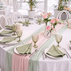 6 Pcs Sage Green and Dusty Pink Fairy Party Gauze Table Runner - Image 3