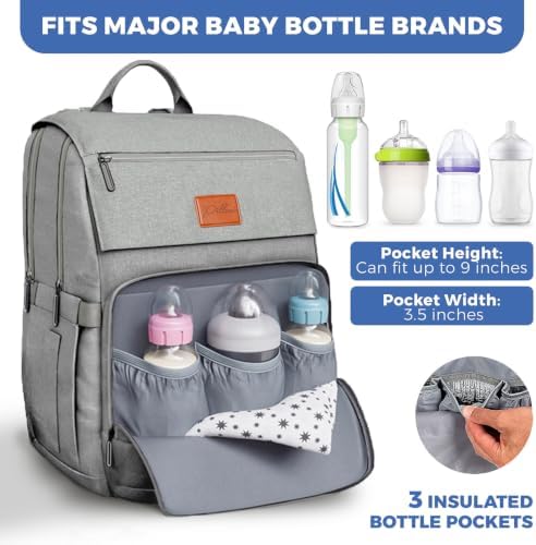Baby Diaper Bag Backpack - Baby Bags for Boys & Girls, Large Waterproof Diaper Backpack - Baby Shower Gifts & Registry Must Haves - Travel Diaper Bags with Changing Pad & Back Zipper - Baby Boy Stuff - Image 3