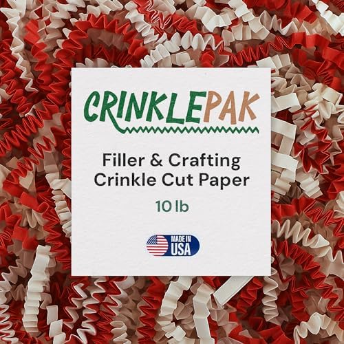 10 LB USA Made crinkle paper filler | Paper Shred Filler for Shipping packages, Gift Wrap, Great packing paper for gift basket filling, Birthdays, Weddings, and Anniversaries | Candy Cane by CrinklePak