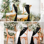 50 PCS Cheesecloth Chair Sashes Bows Wedding Aisle Decorations Chair Ribbon Ties Back Sash for Wedding Party Events Banquet Chair Cover Decoration (Black) - Image 7